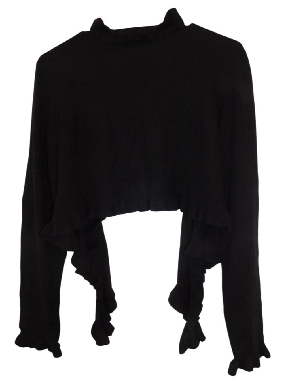 Tommy Hilfiger Black Cardigan Shrug XL Womens Angora Blend Ruffled Cropped - Picture 4 of 4